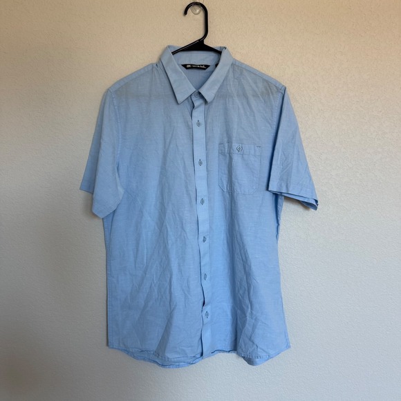 Travis Mathew Other - Travis Mathew Mens Light Blue Short Sleeve Button Down Cotton Blend Shirt Large